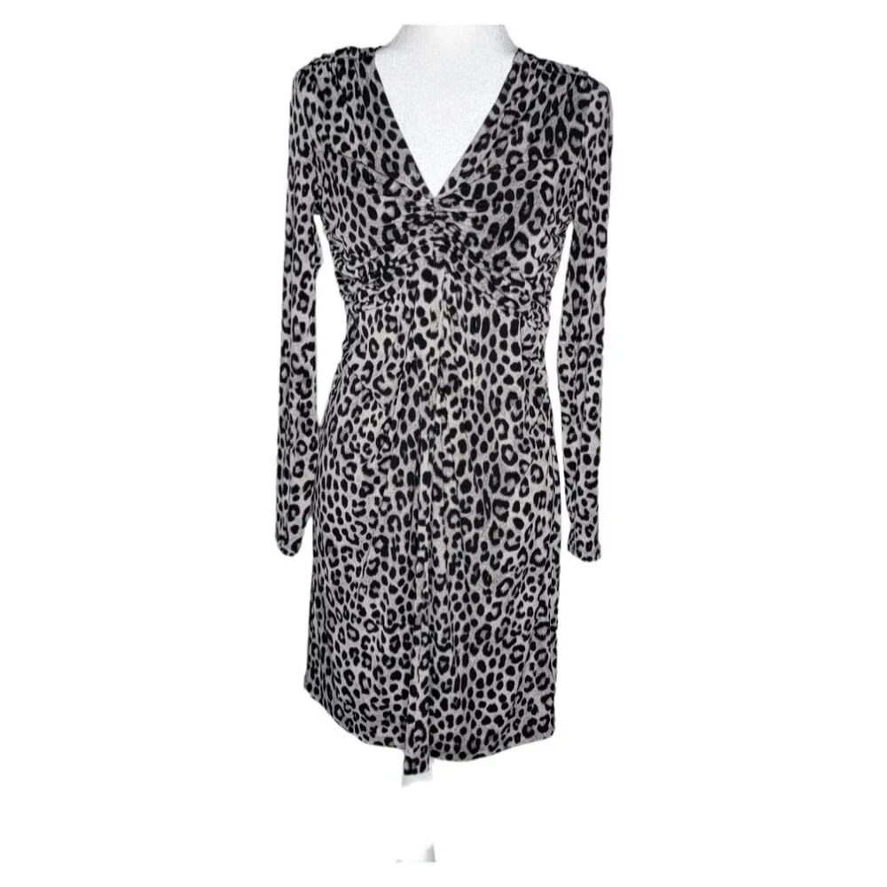 Michael Michael Kors Ruched Cheetah Dress - Gunmetal - M